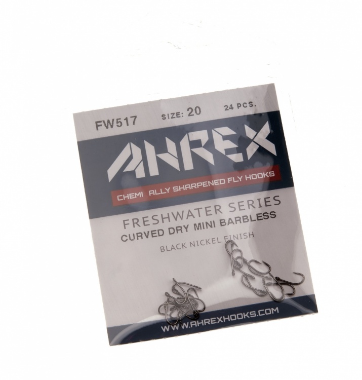 Ahrex Fw517 Curved Dry Mini Barbless #20 Trout Fly Tying Hooks